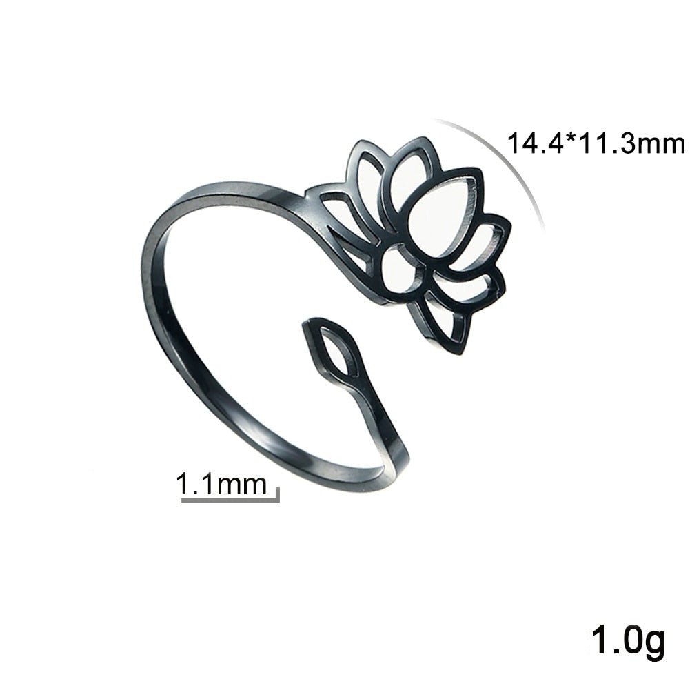 Anel de aço inoxidável Flor de Lótus