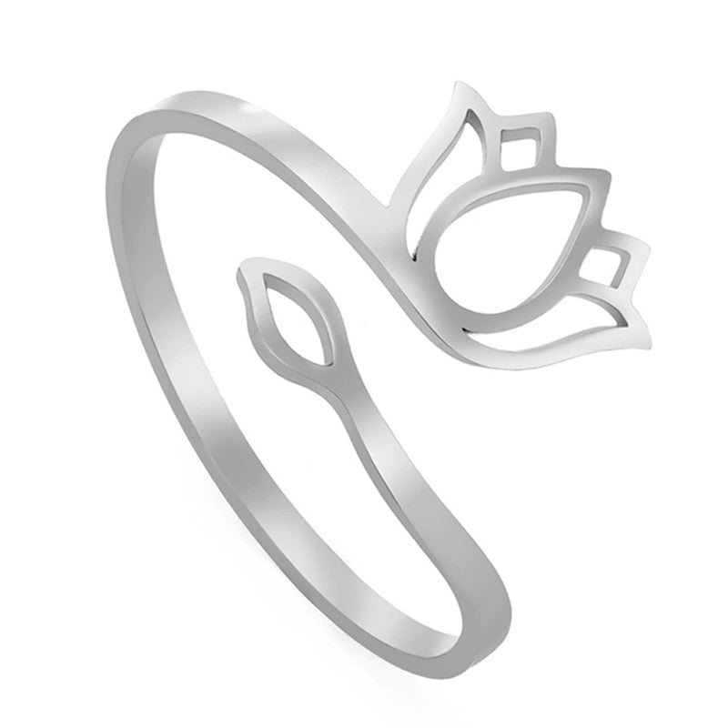 Anel de aço inoxidável Flor de Lótus