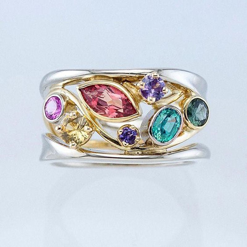 Anel feminino zircônias multicoloridas Caleidoscópio - Cuidarte Integral