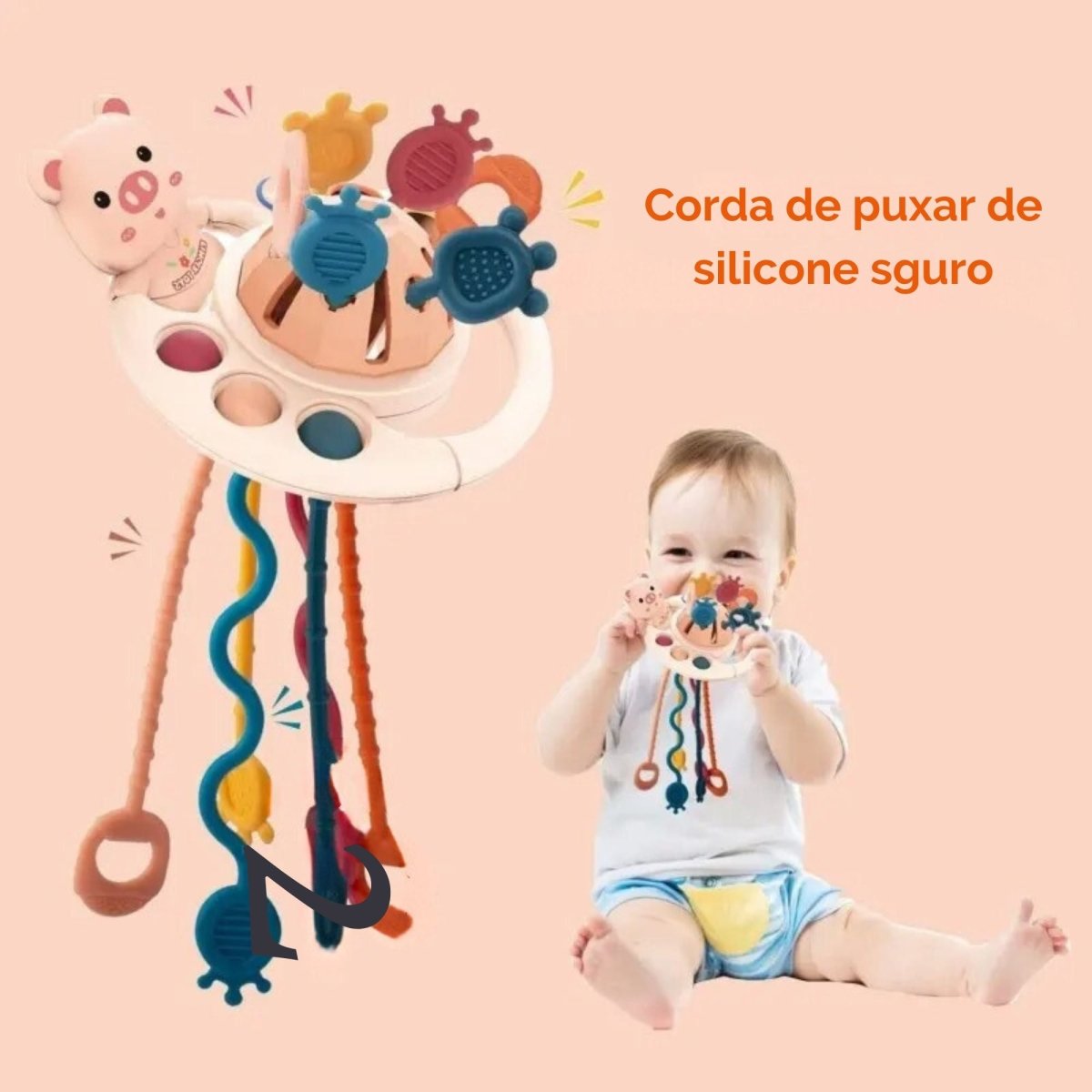 Brinquedo educativo sensorial Montessori 5 em 1 para o bebê - 0 - 3 anos - Cuidarte Integral