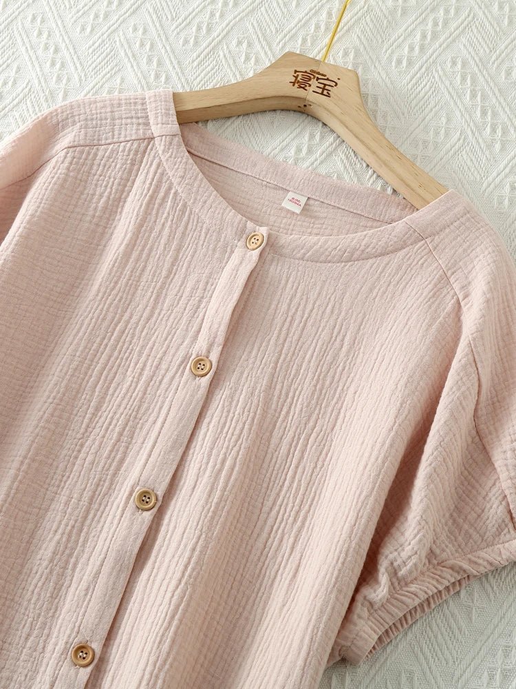 Conjunto de pijama feminino camisa e calça 100% algodão - Cuidarte Integral