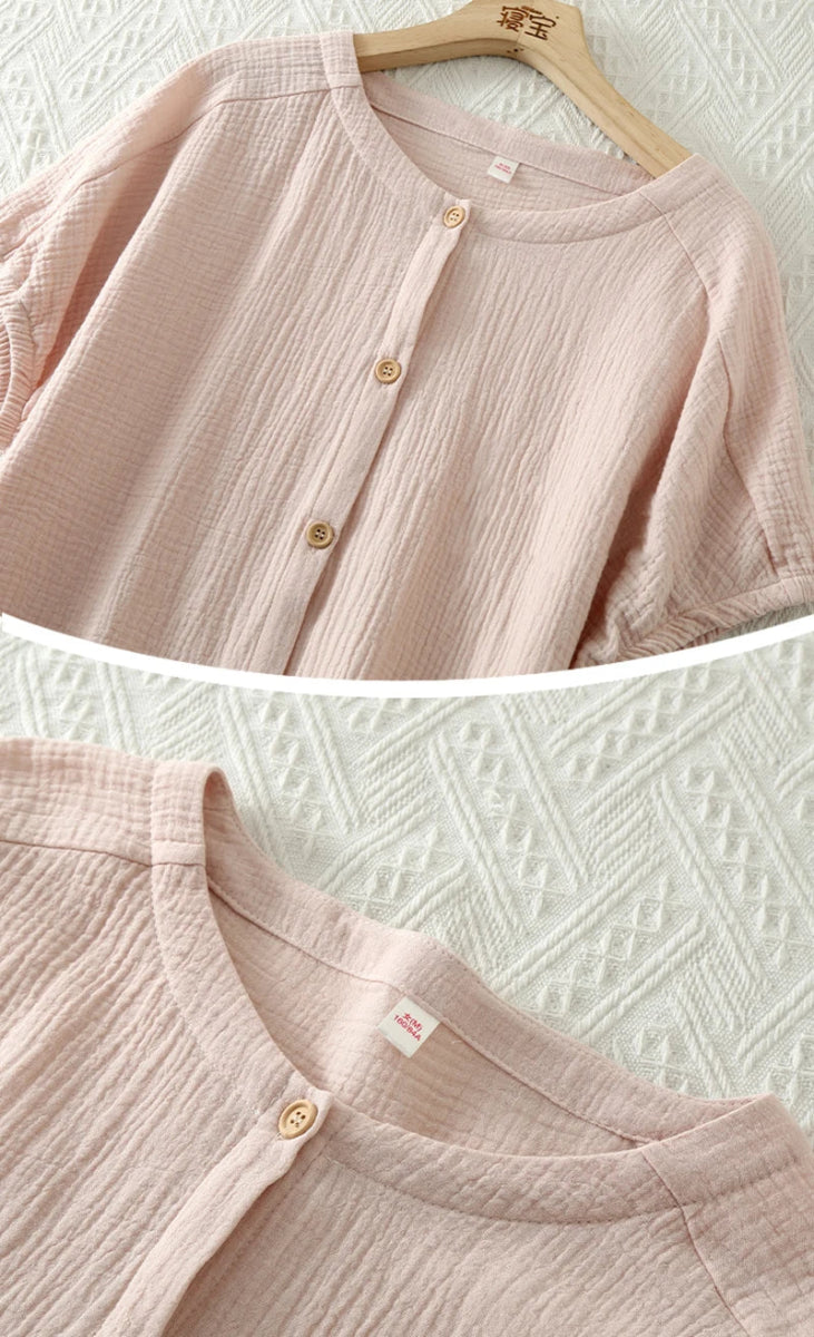 Conjunto de pijama feminino camisa e calça 100% algodão - Cuidarte Integral