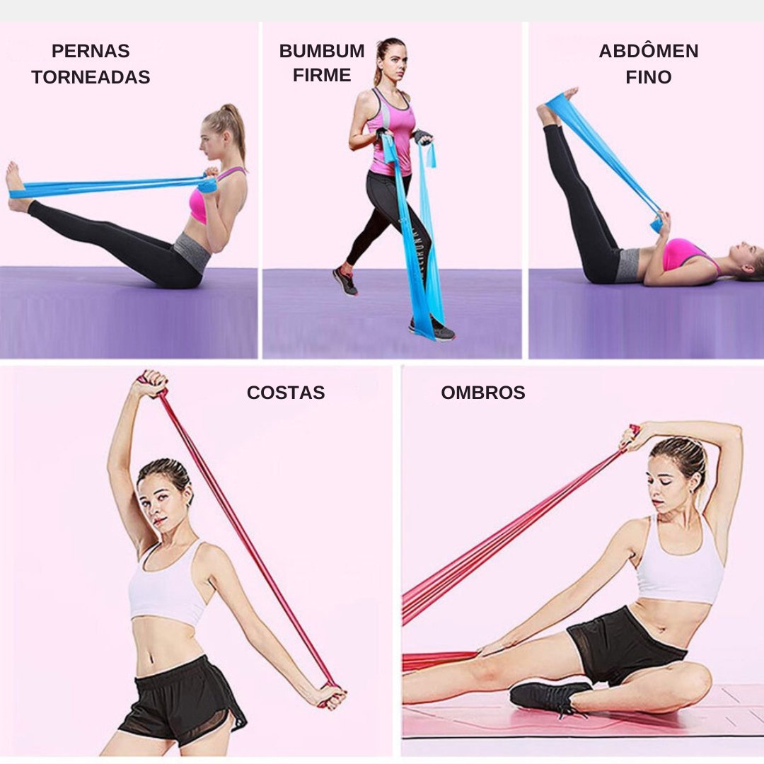 Faixas de Resistência Yoga de borracha natural treino pilates fitness - Cuidarte Integral