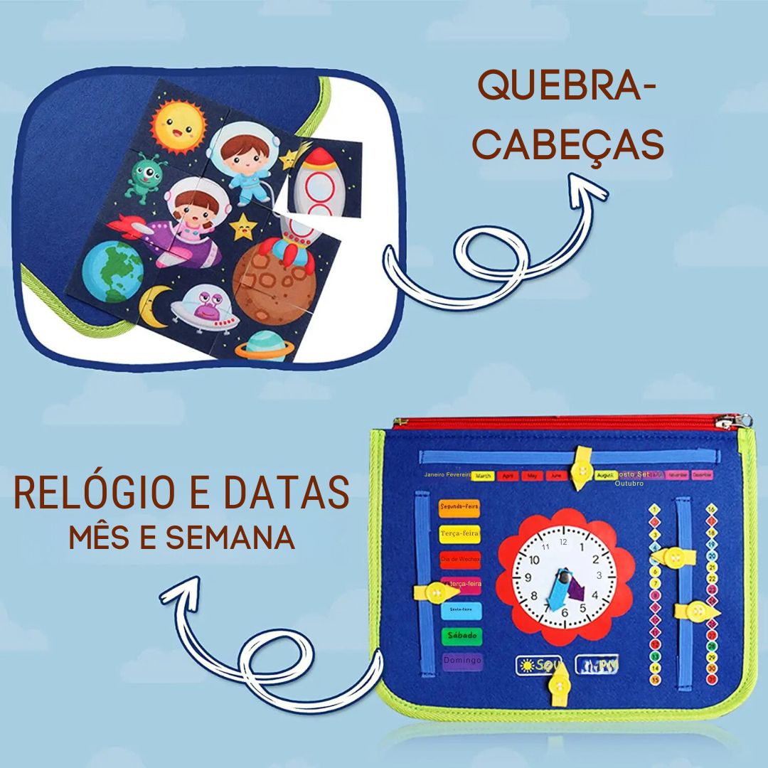 Kit brinquedo educativo sensorial montessori para viagens - 1 a 3 ANOS - Cuidarte Integral