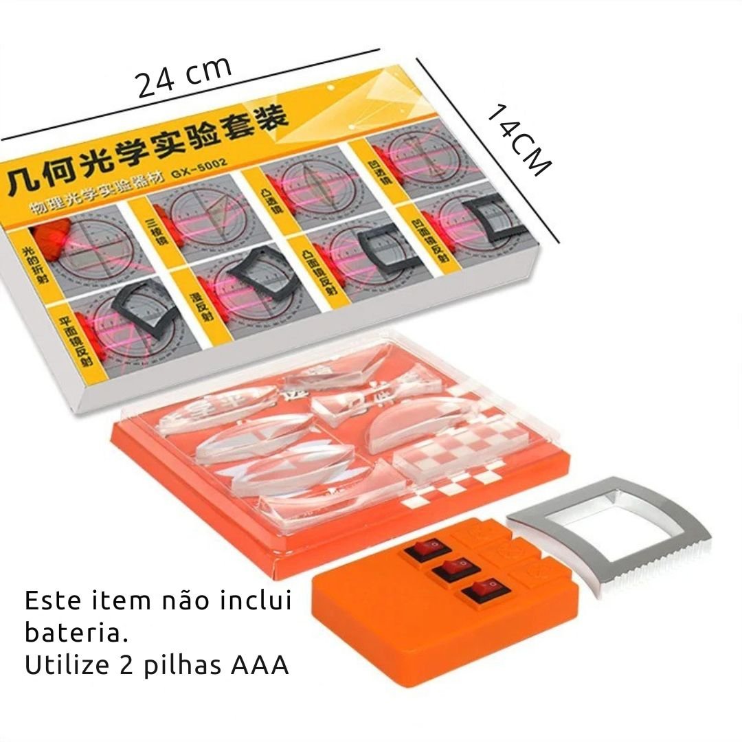 Kit Educacional de Óptica Geométrica – Experimentos de Refração e Reflexão da Luz para Ensino de Física - Cuidarte Integral