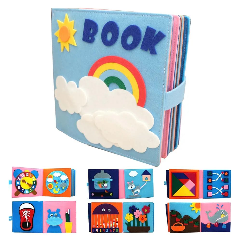 Livro de contar histórias brinquedo educacional sensorial montessori 0 - 6 anos - Cuidarte Integral