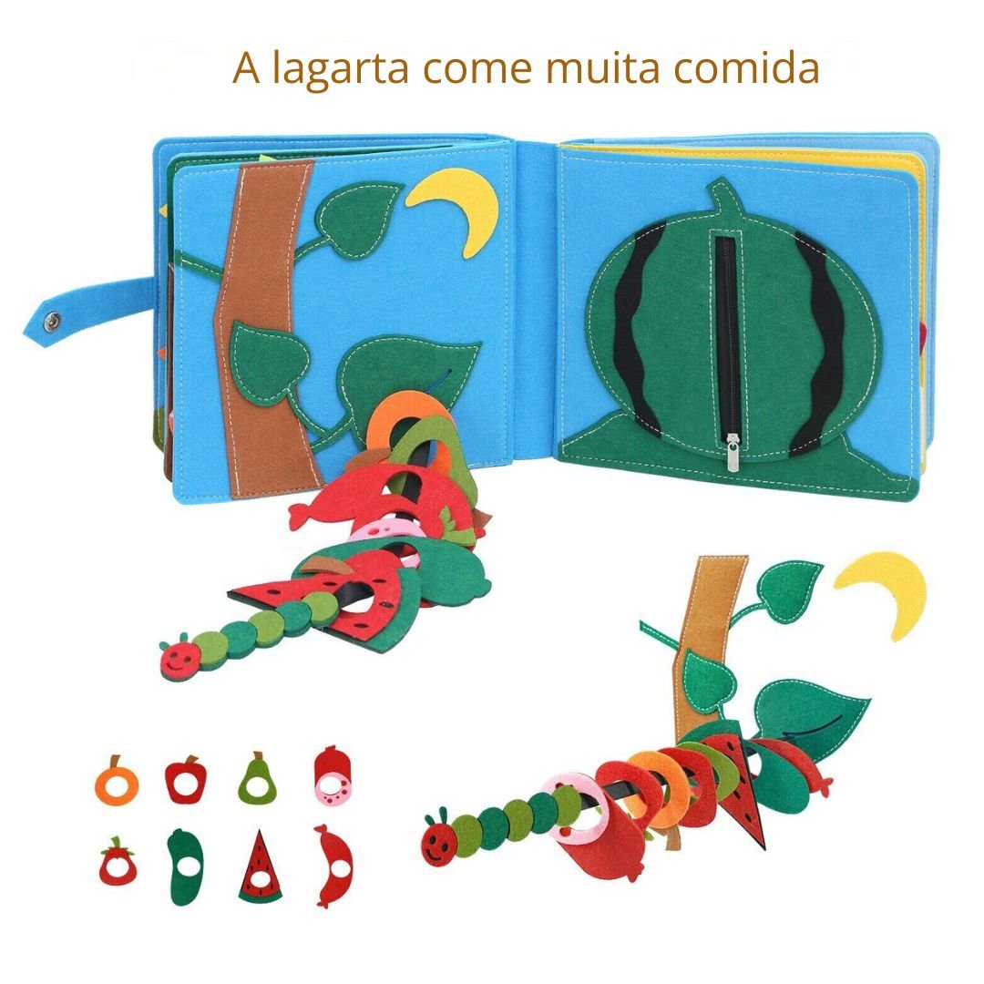 Livro de contar histórias brinquedo educacional sensorial montessori 0 - 6 anos - Cuidarte Integral