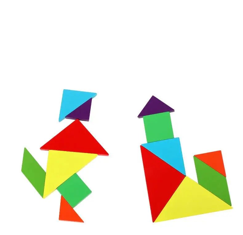 Quebra - cabeça de madeira magnético Tangram brinquedos educativos Montessori - 3 anos + - Cuidarte Integral