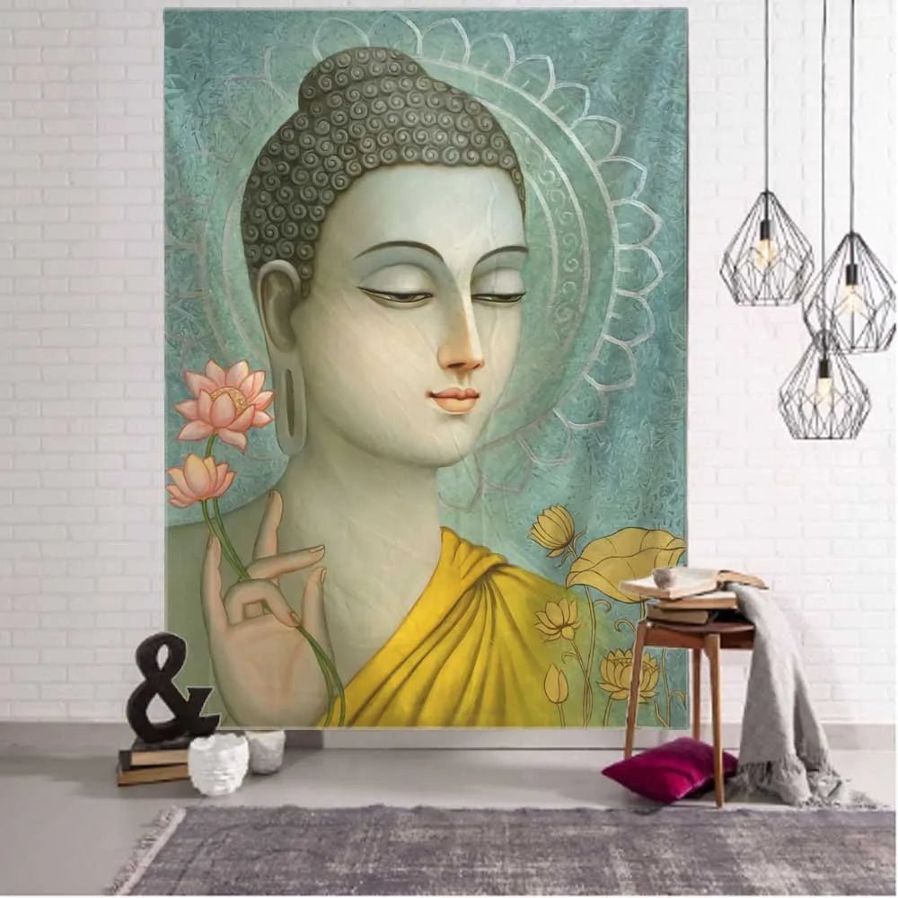 Tapeçaria indiana decorativa Buda meditativo - Cuidarte Integral