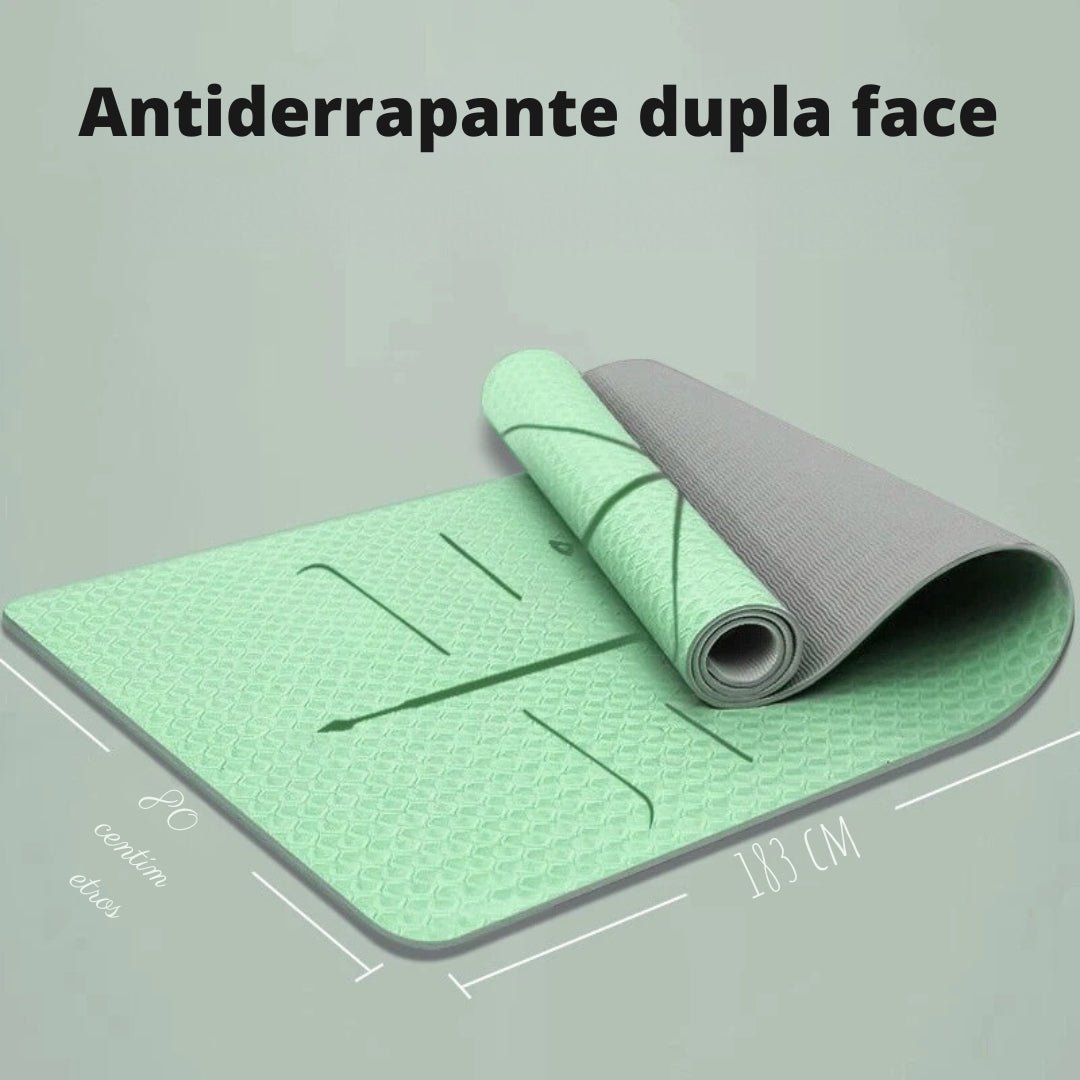 Tapete de yoga pilates fitness antiderrapante ecológico com alça de transporte - Cuidarte Integral