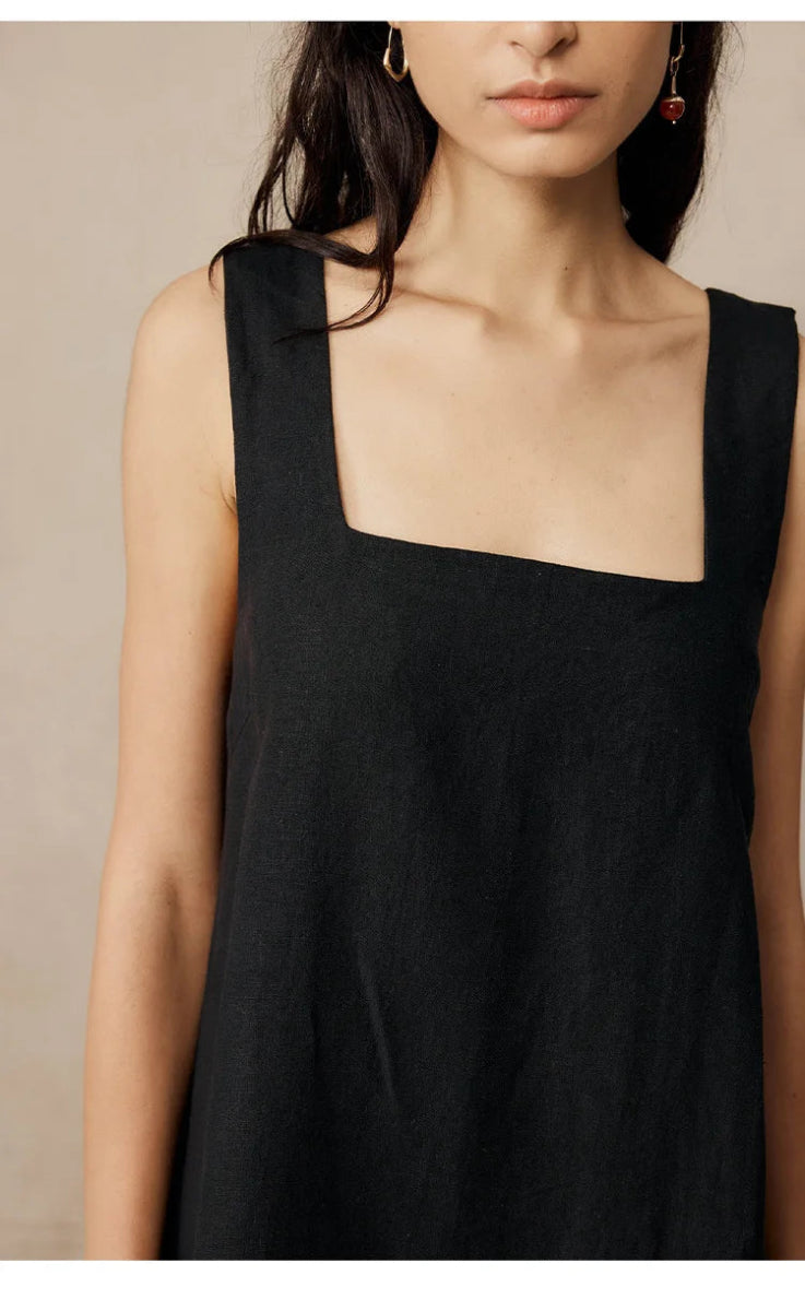 Vestido feminino de linho e algodão de alças - Cuidarte Integral