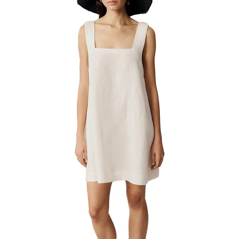 Vestido feminino de linho e algodão de alças - Cuidarte Integral