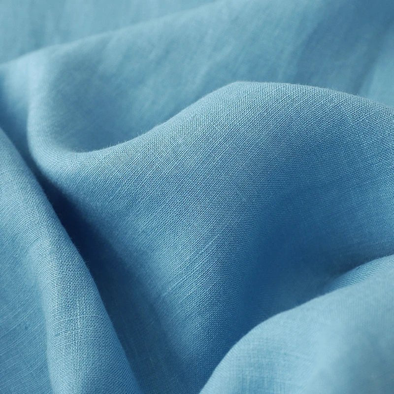 Vestido Feminino Longo Azul de Algodão e Linho – Casual, meia manga - Cuidarte Integral