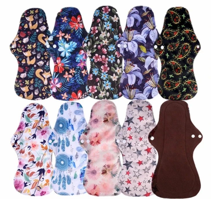 Absorvente higiênico reutilizável de bambú orgânico - fluxo intenso kit 10 unidades - Cuidarte Integral