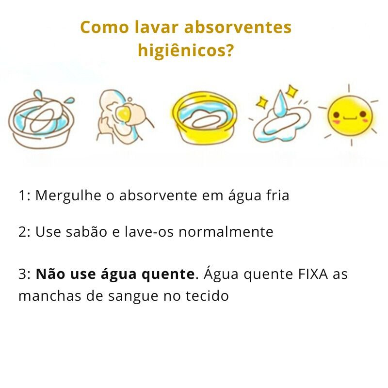 Absorvente higiênico reutilizável de bambú orgânico - fluxo intenso kit 10 unidades - Cuidarte Integral