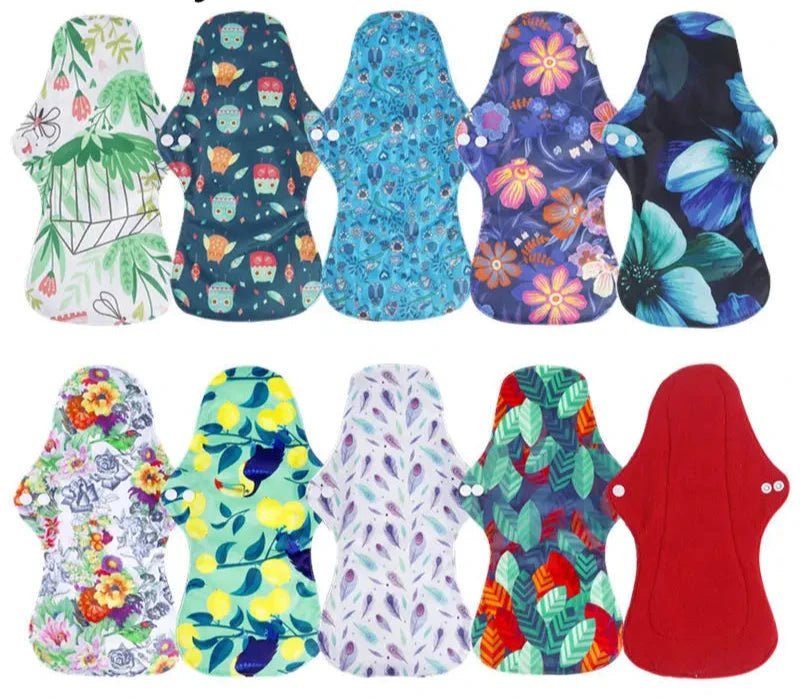 Absorvente higiênico reutilizável de bambú orgânico - fluxo intenso kit 10 unidades - Cuidarte Integral