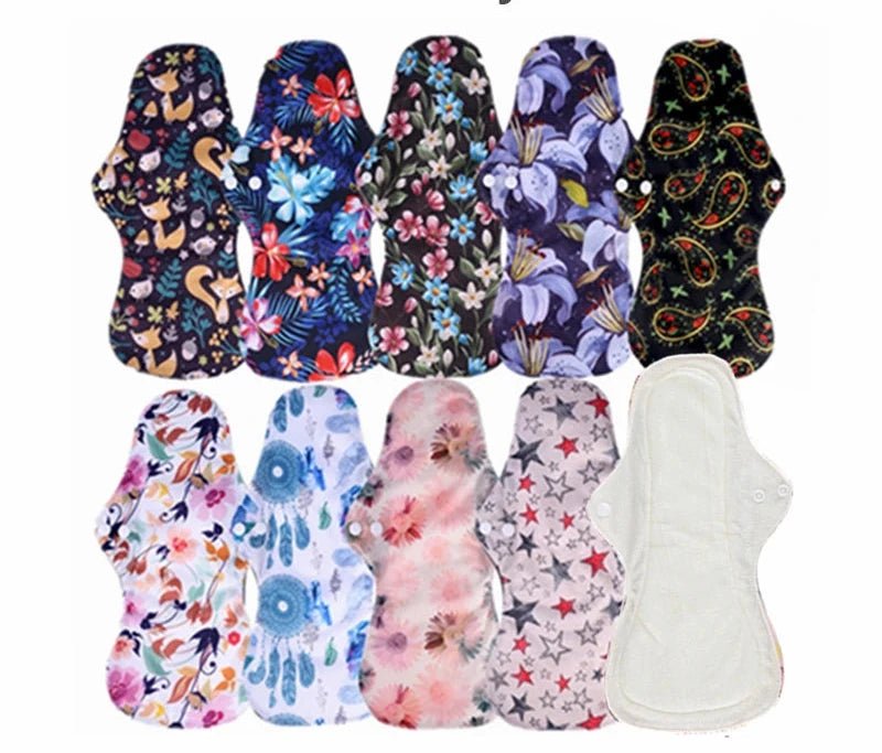 Absorvente higiênico reutilizável de bambú orgânico - fluxo intenso kit 10 unidades - Cuidarte Integral