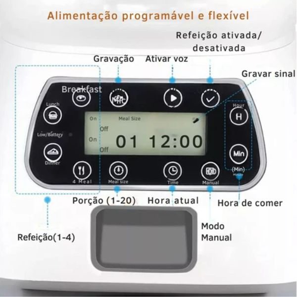 Alimentador Pet cães e gatos digital 3.5L WIFI