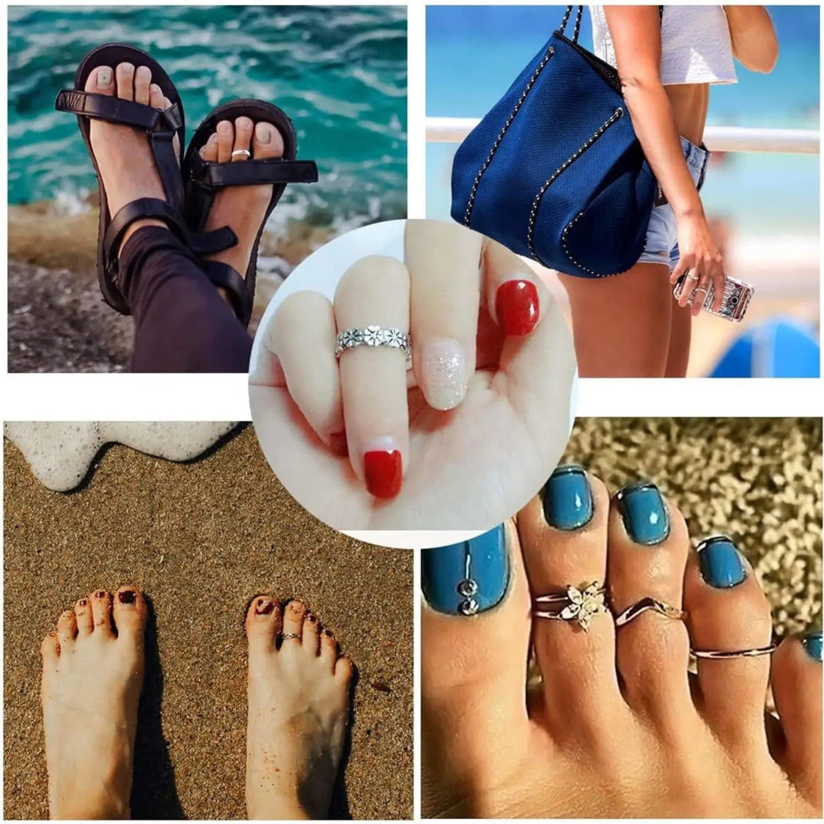 Anéis de Prata 925 Ajustáveis para Dedos dos Pés - vários estilos