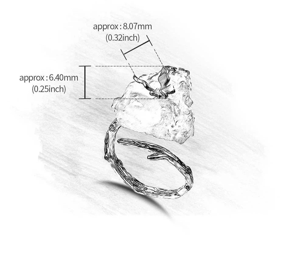 Anel ajustável borboleta com Prata 925 e água marinha - Folhado ouro 18K