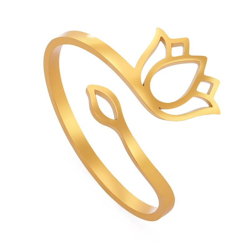 Anel de aço inoxidável Flor de Lótus