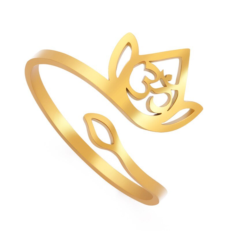 Anel de aço inoxidável Flor de Lótus