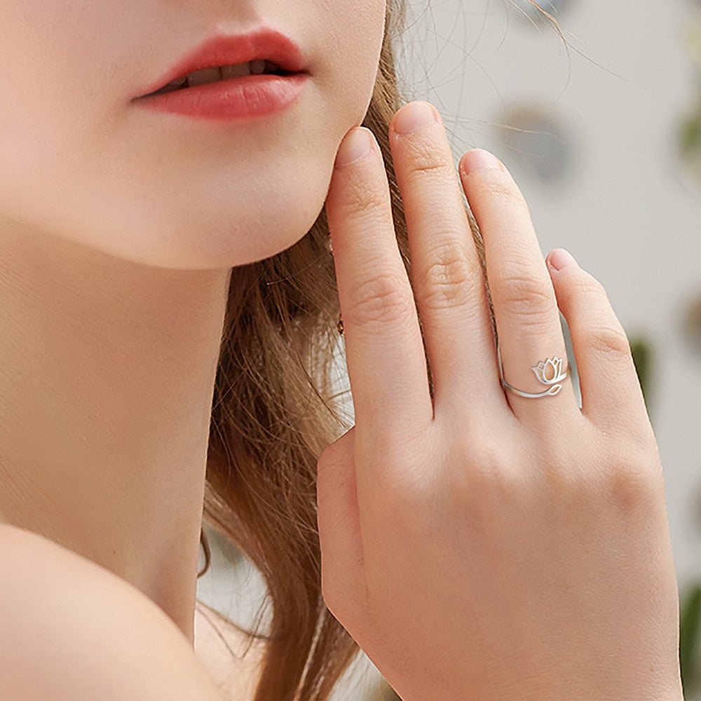 Anel de aço inoxidável Flor de Lótus
