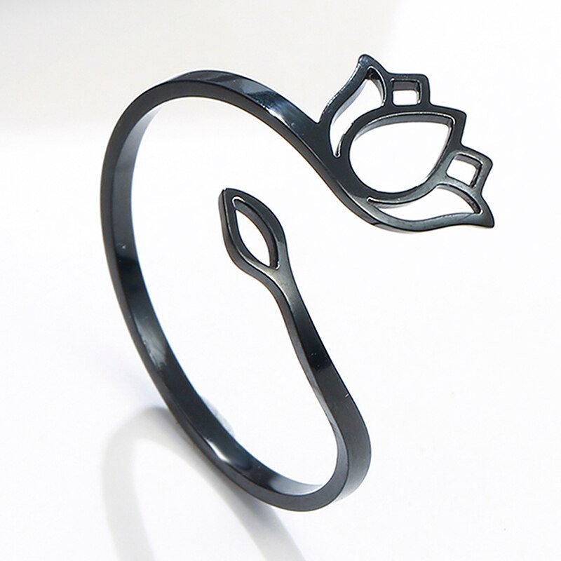 Anel de aço inoxidável Flor de Lótus