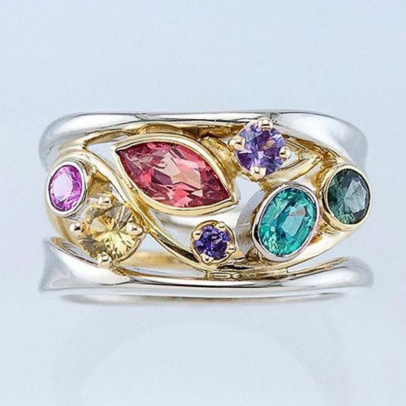 Anel feminino zircônias multicoloridas Caleidoscópio - Cuidarte Integral