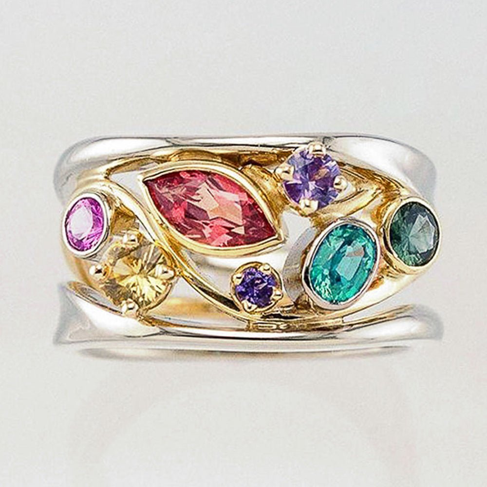 Anel feminino zircônias multicoloridas Caleidoscópio - Cuidarte Integral