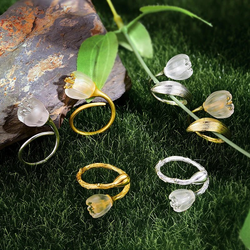 Anel flor de cristal prata 925 com ou sem banho de ouro 18K - Cuidarte Integral