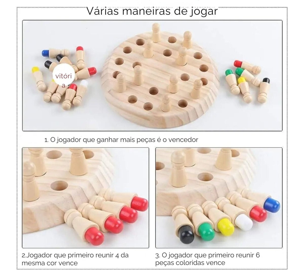 Brinquedo educacional montessori tabuleiro jogo da memoria 3 a 14 anos - Cuidarte Integral