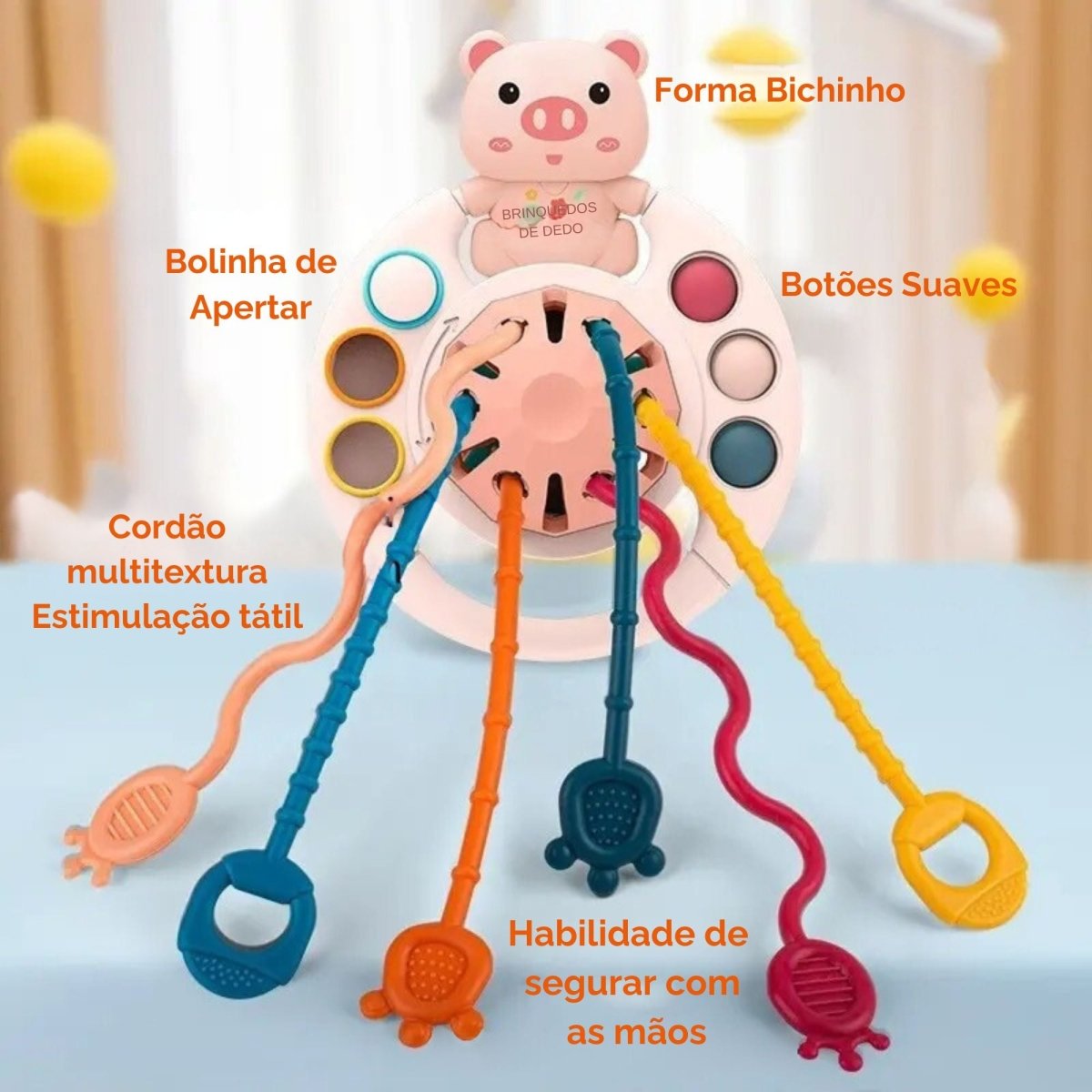 Brinquedo educativo sensorial Montessori 5 em 1 para o bebê - 0 - 3 anos - Cuidarte Integral