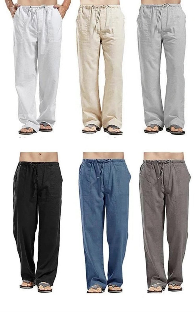 Calça masculinha de linho corte reto estilo casual várias cores - Cuidarte Integral