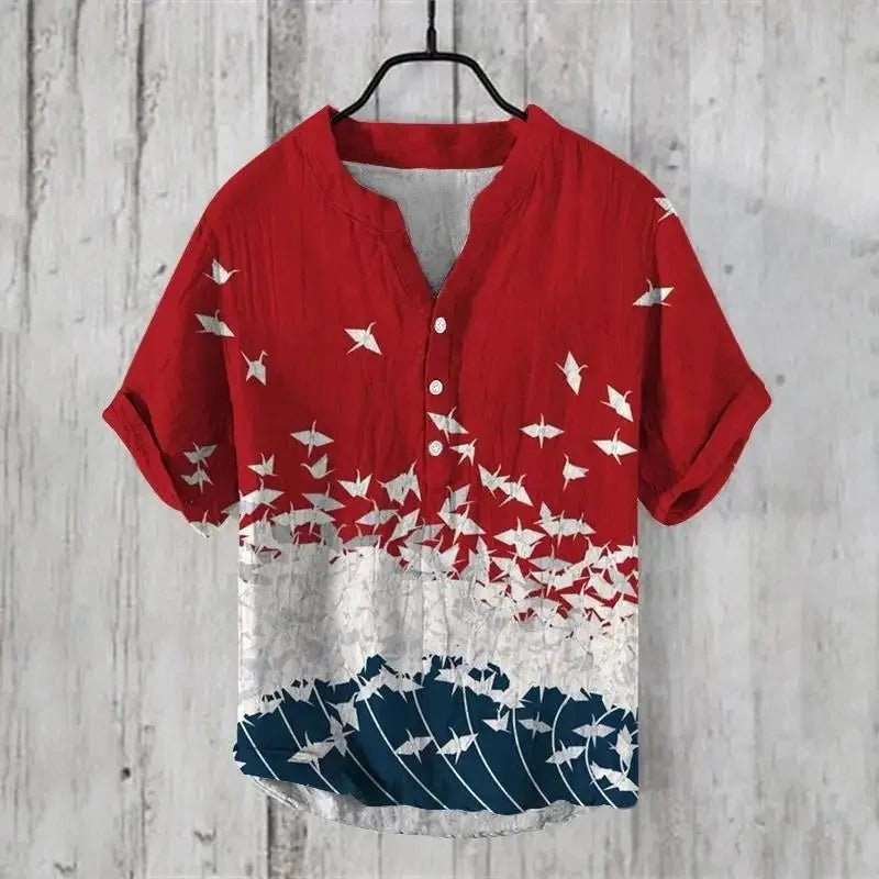 Camisa Masculina Estampa Oriental em Microfibra e Fibra de Bambu - Cuidarte Integral