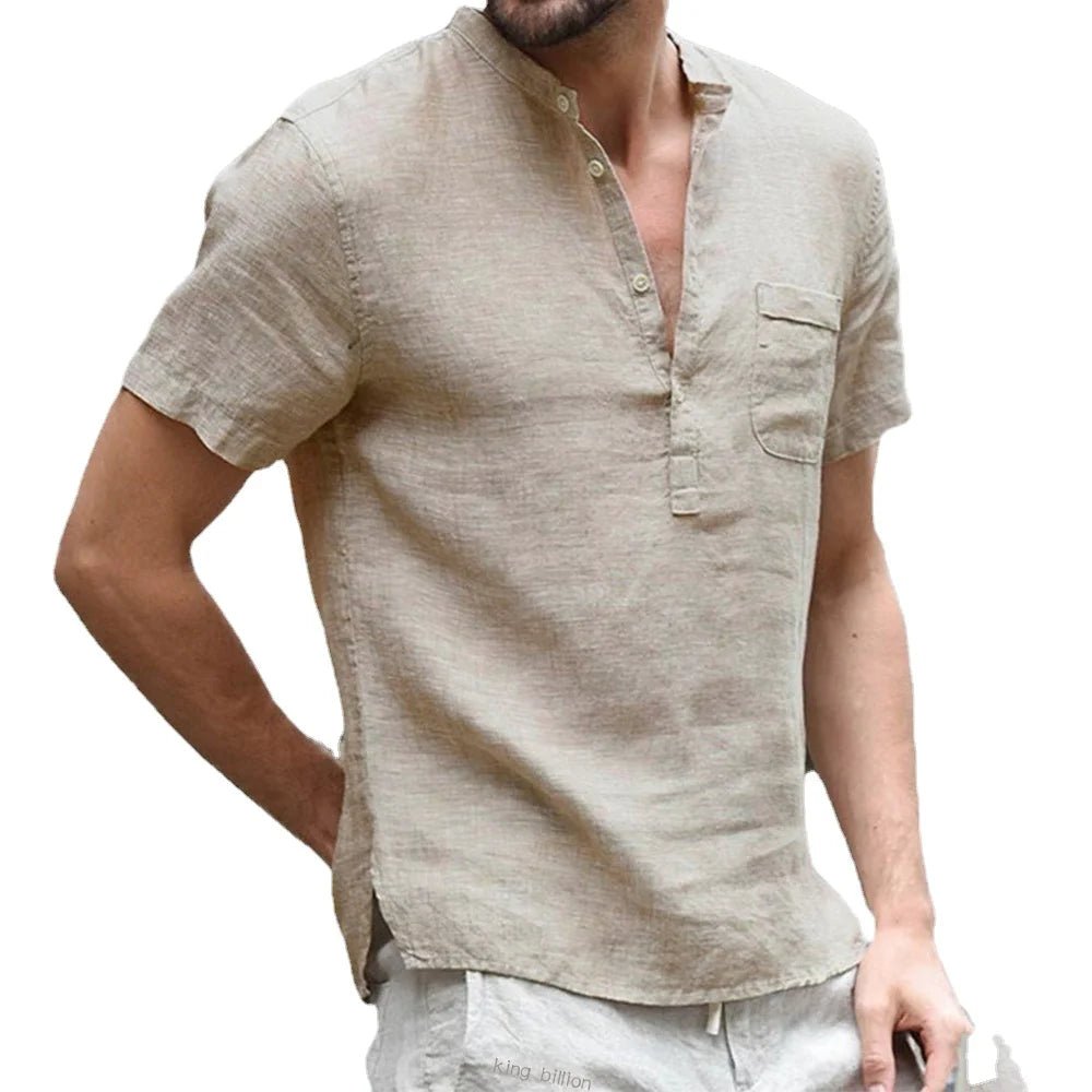 Camisa masculina manga curta de linho e algodão - Cuidarte Integral
