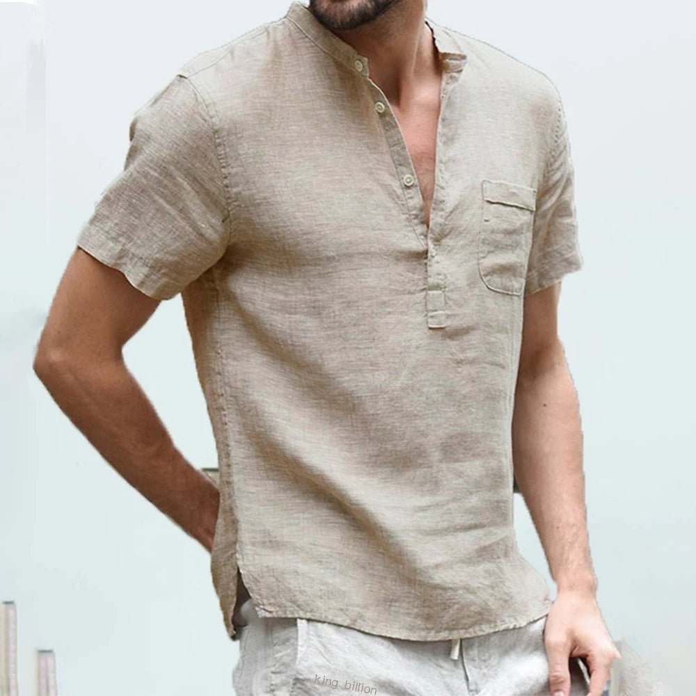 Camisa masculina manga curta de linho e algodão - Cuidarte Integral