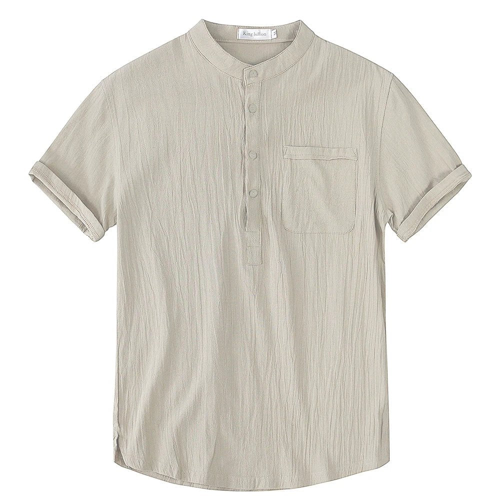 Camisa masculina manga curta de linho e algodão - Cuidarte Integral