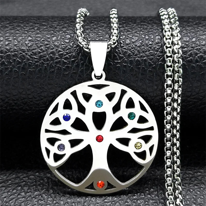 Colar pingente flor de lótus e lua 7 chakras - Cuidarte Integral