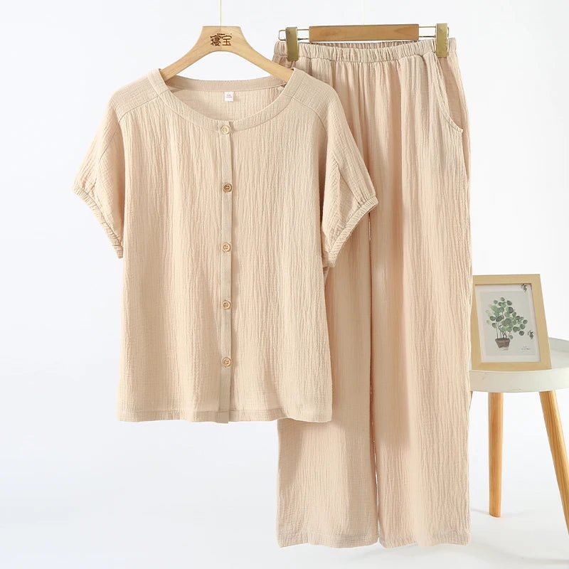 Conjunto de pijama feminino camisa e calça 100% algodão - Cuidarte Integral