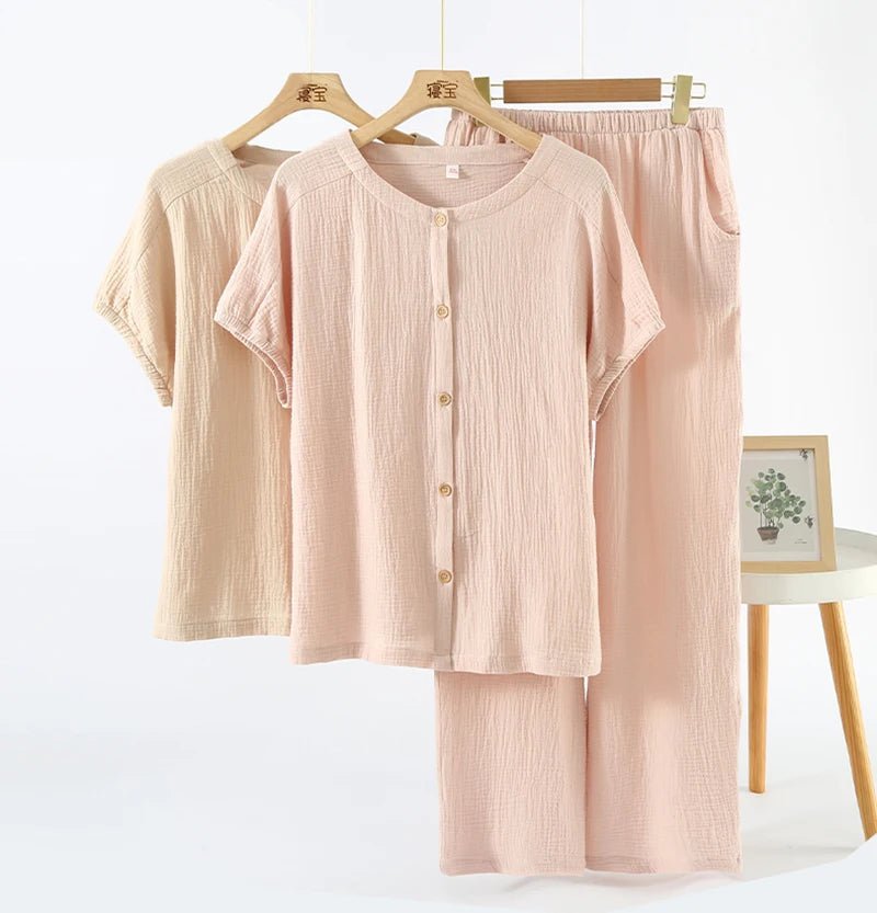 Conjunto de pijama feminino camisa e calça 100% algodão - Cuidarte Integral