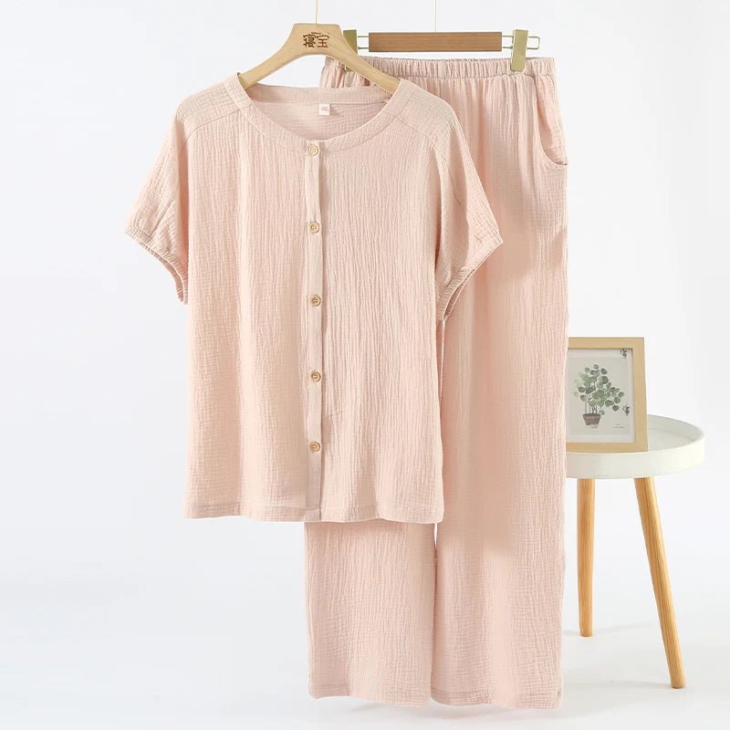 Conjunto de pijama feminino camisa e calça 100% algodão - Cuidarte Integral