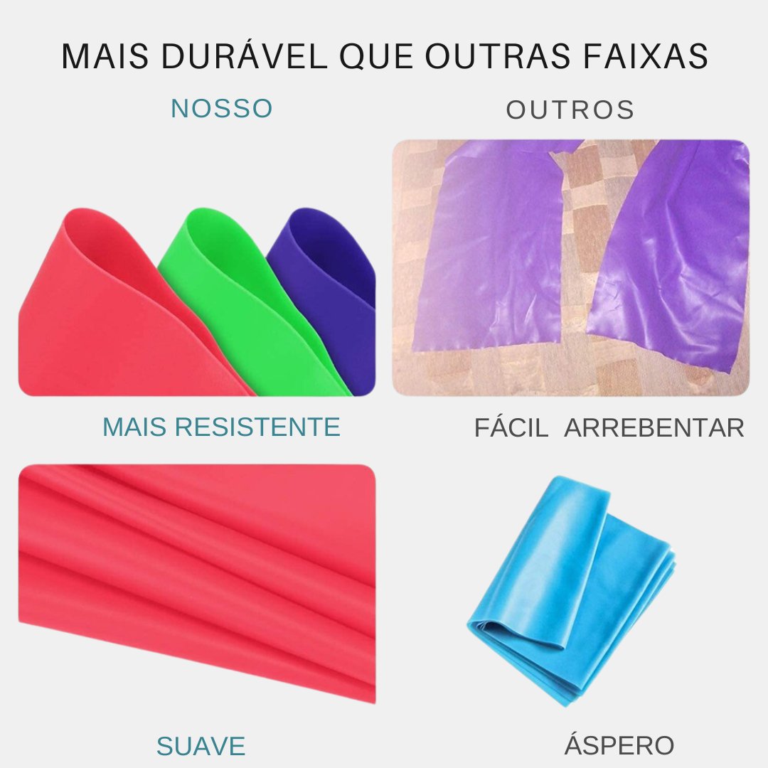 Faixas de Resistência Yoga de borracha natural treino pilates fitness - Cuidarte Integral