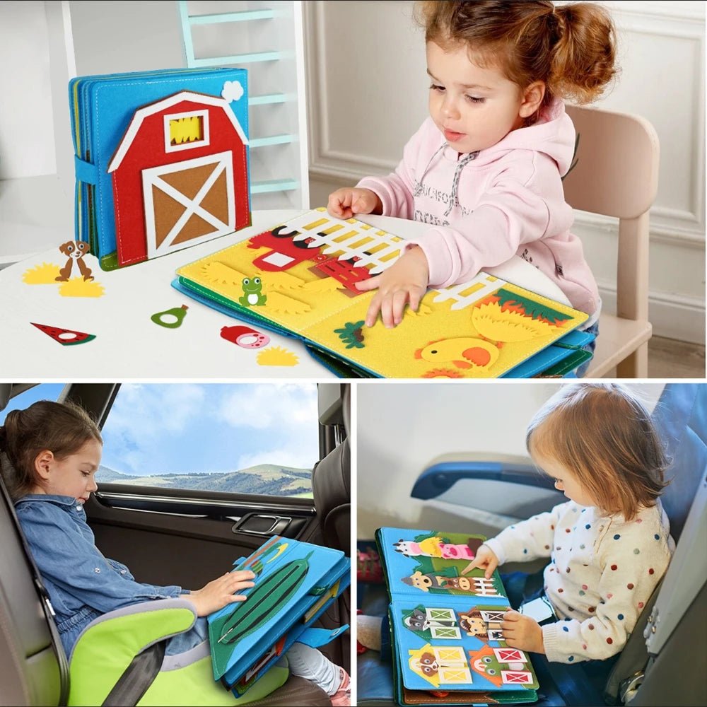 Livro de contar histórias brinquedo educacional sensorial montessori 0 - 6 anos - Cuidarte Integral