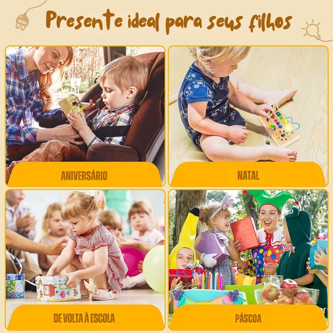 Livro de contar histórias brinquedo educacional sensorial montessori 0 - 6 anos - Cuidarte Integral