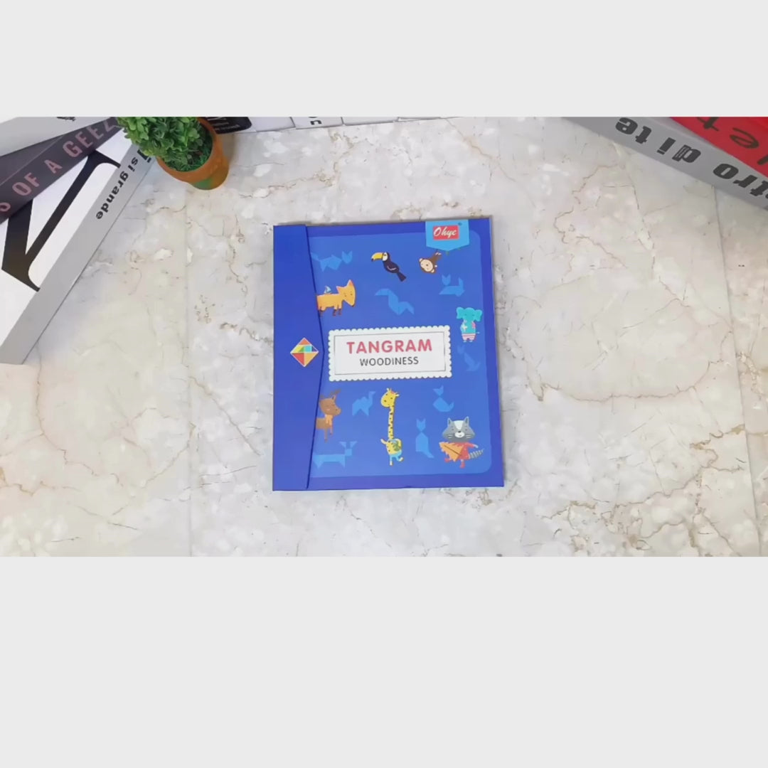 Quebra-cabeça de madeira magnético Tangram brinquedos educativos Montessori - 3 anos +