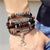 Pulseira masculina boho chic liga de zinco e couro - Cuidarte Integral