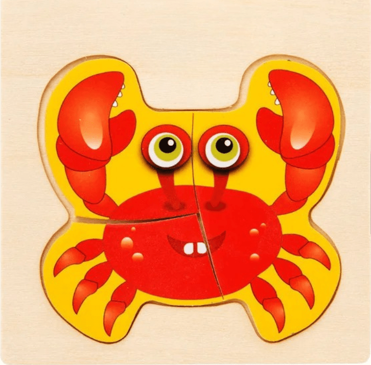 Quebra - Cabeça 3D de Madeira Educativo Infantil - Animais e Veículos Coloridos Montessori - Cuidarte Integral