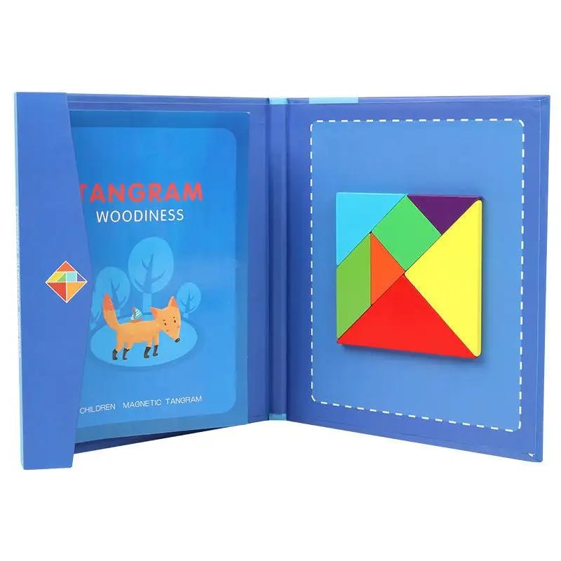 Quebra - cabeça de madeira magnético Tangram brinquedos educativos Montessori - 3 anos + - Cuidarte Integral