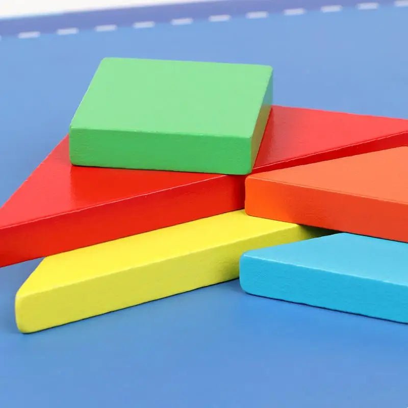 Quebra - cabeça de madeira magnético Tangram brinquedos educativos Montessori - 3 anos + - Cuidarte Integral